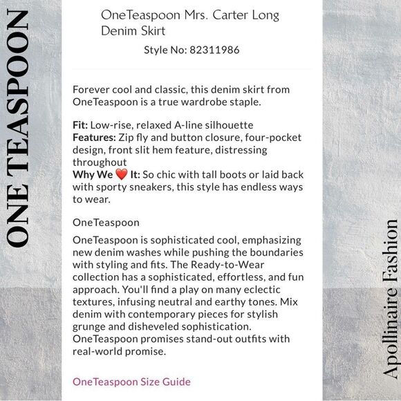 One Teaspoon Mrs Carter Denim Skirt in Kansas Blue Size 26 NWT - Picture 7 of 11